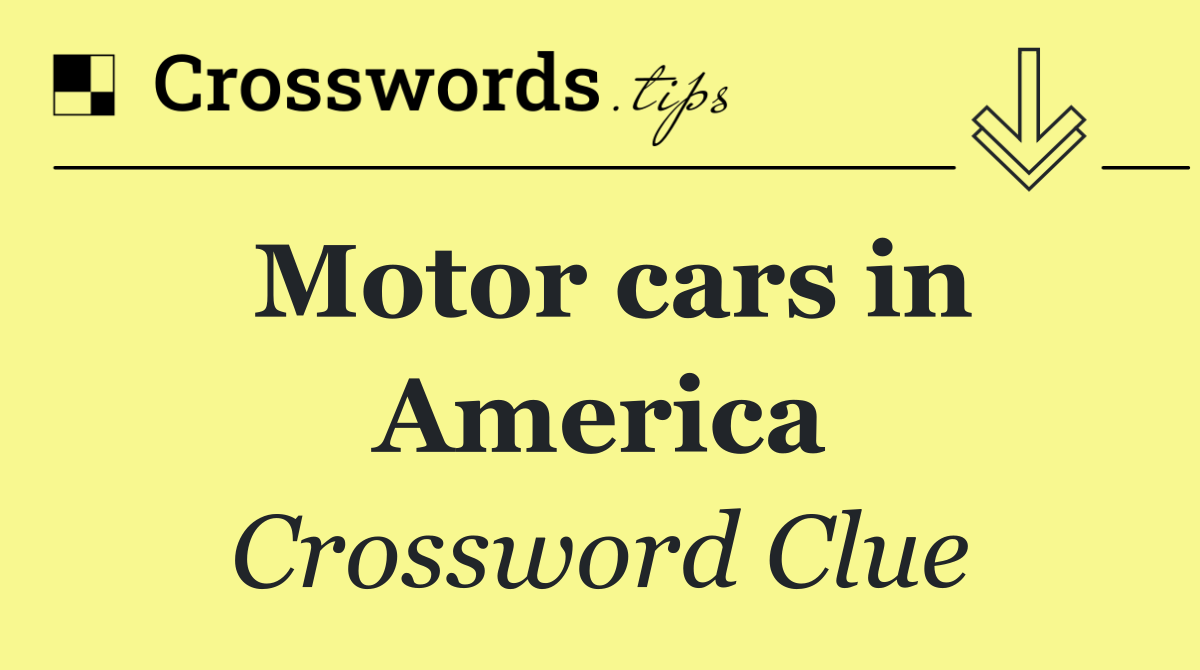 Motor cars in America