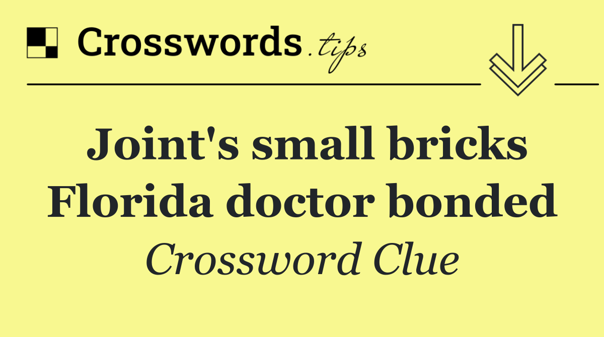 Joint's small bricks Florida doctor bonded