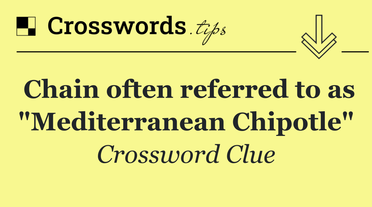 Chain often referred to as "Mediterranean Chipotle"