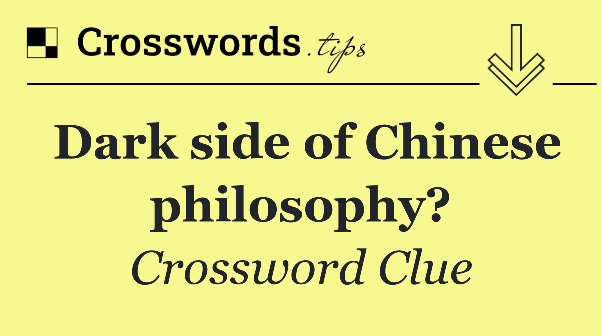Dark side of Chinese philosophy?