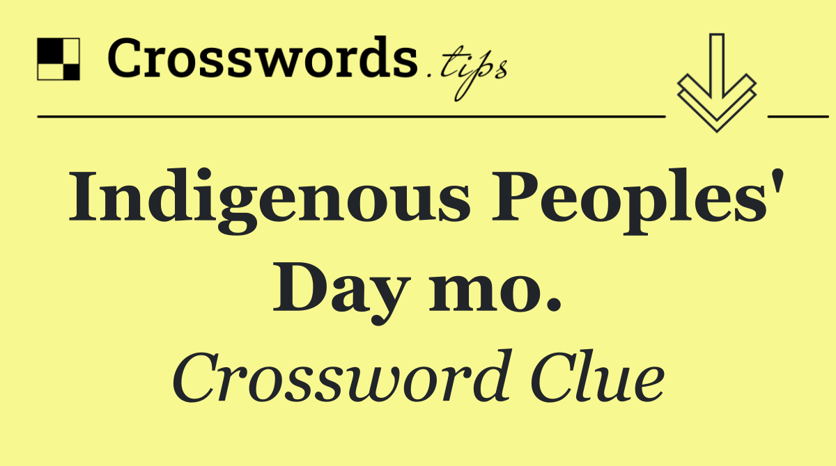 Indigenous Peoples' Day mo.