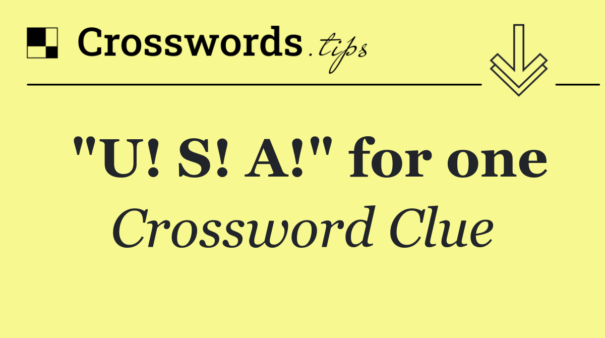 "U! S! A!" for one