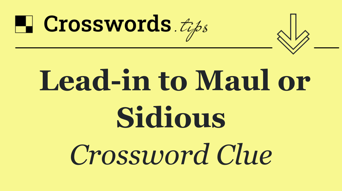 Lead in to Maul or Sidious
