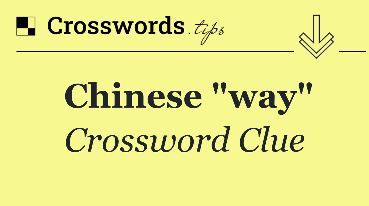 Chinese "way"