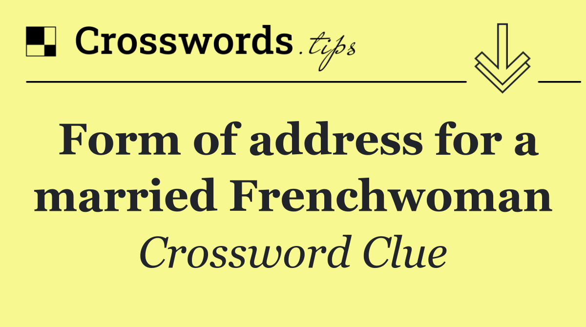 Form of address for a married Frenchwoman