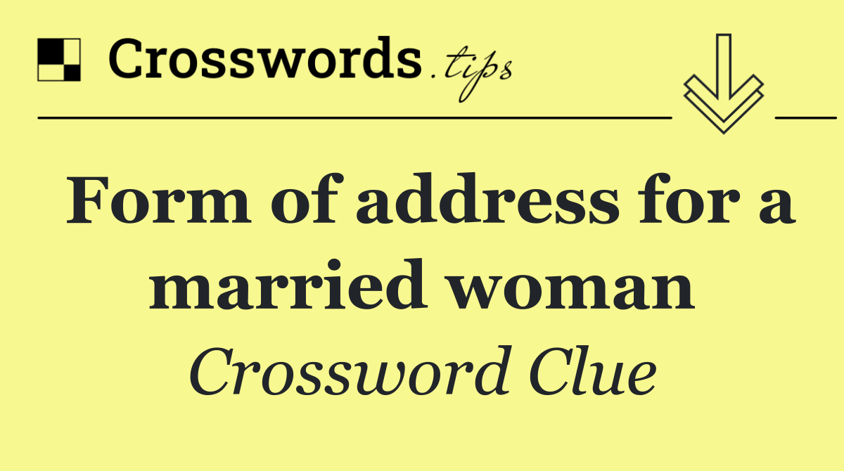 Form of address for a married woman