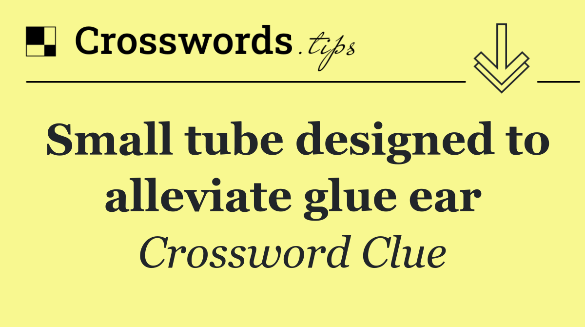 Small tube designed to alleviate glue ear