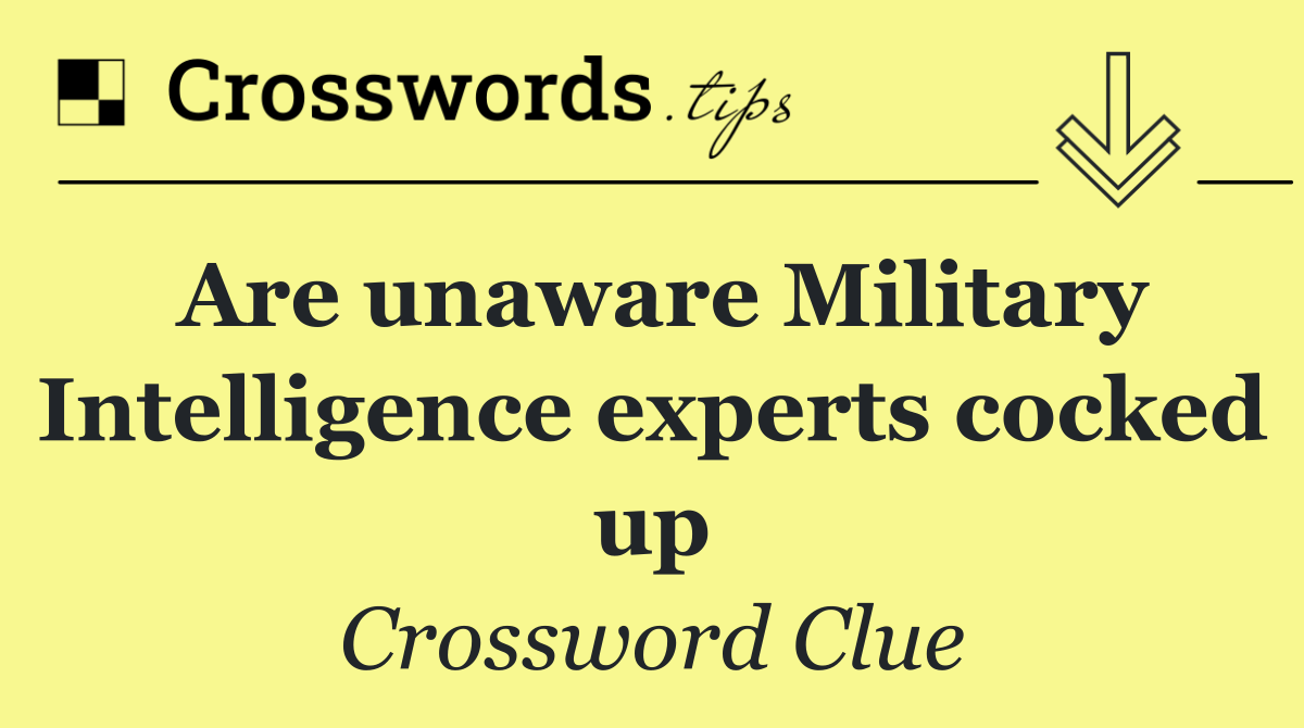 Are unaware Military Intelligence experts cocked up