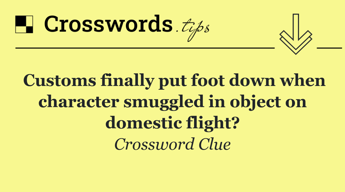 Customs finally put foot down when character smuggled in object on domestic flight?