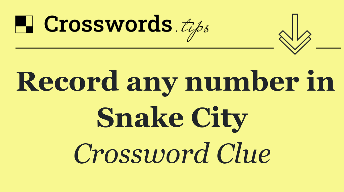 Record any number in Snake City