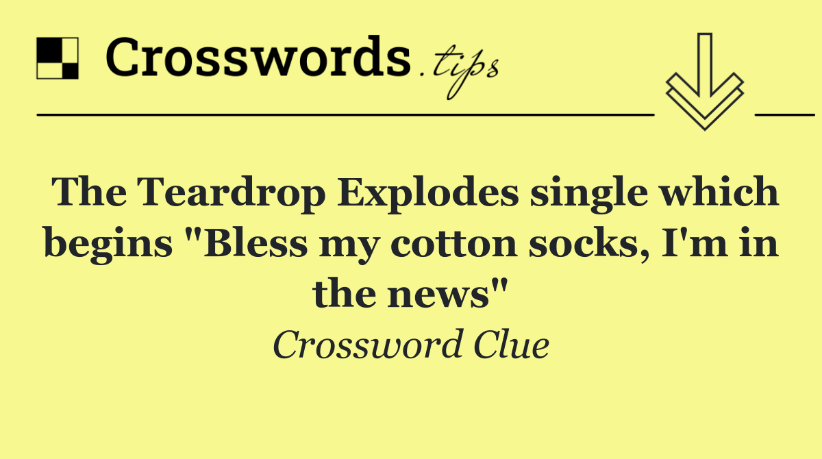 The Teardrop Explodes single which begins "Bless my cotton socks, I'm in the news"