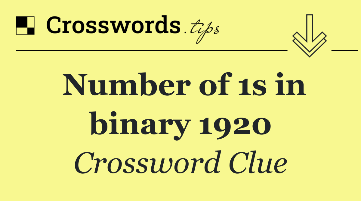 Number of 1s in binary 1920