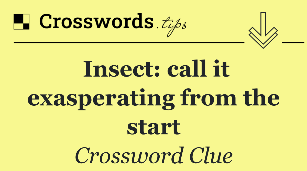 Insect: call it exasperating from the start