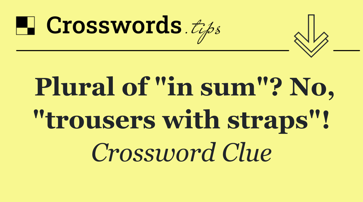 Plural of "in sum"? No, "trousers with straps"!