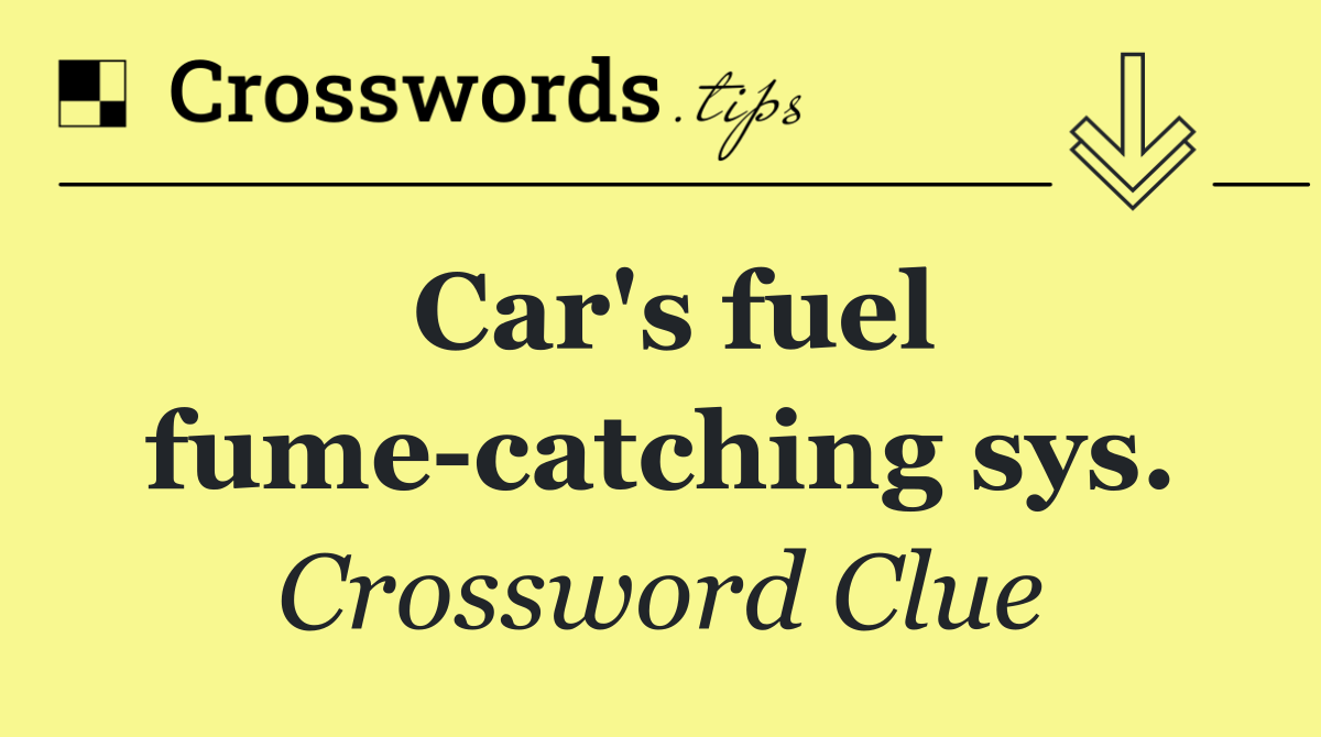 Car's fuel fume catching sys.