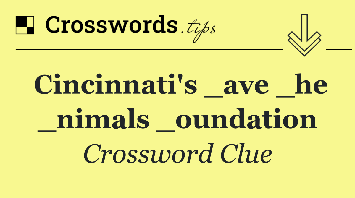 Cincinnati's _ave _he _nimals _oundation