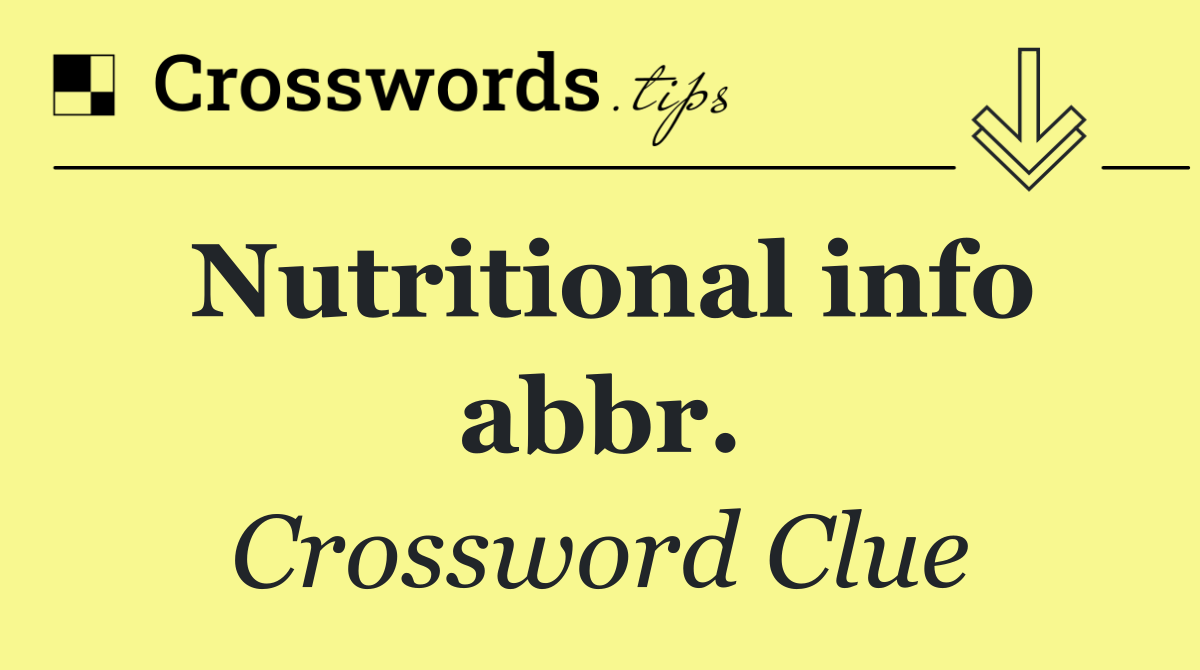 Nutritional info abbr.
