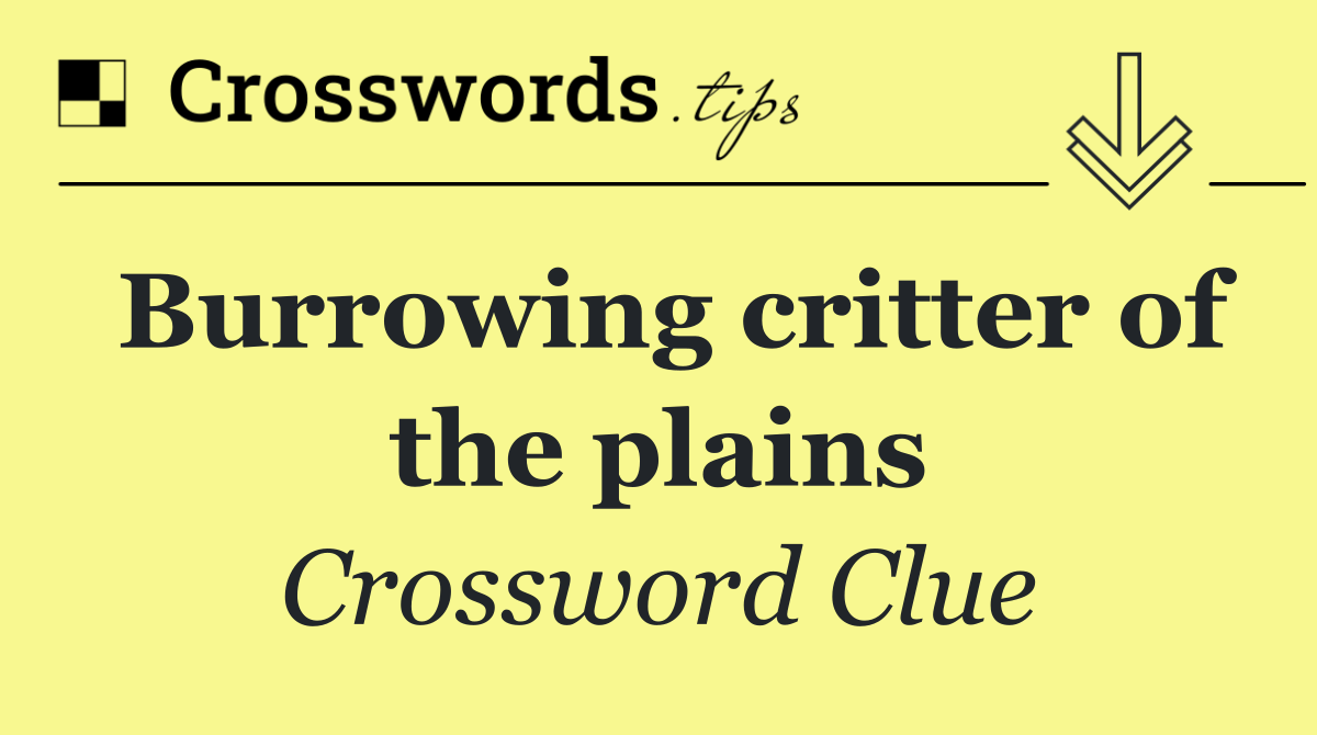 Burrowing critter of the plains