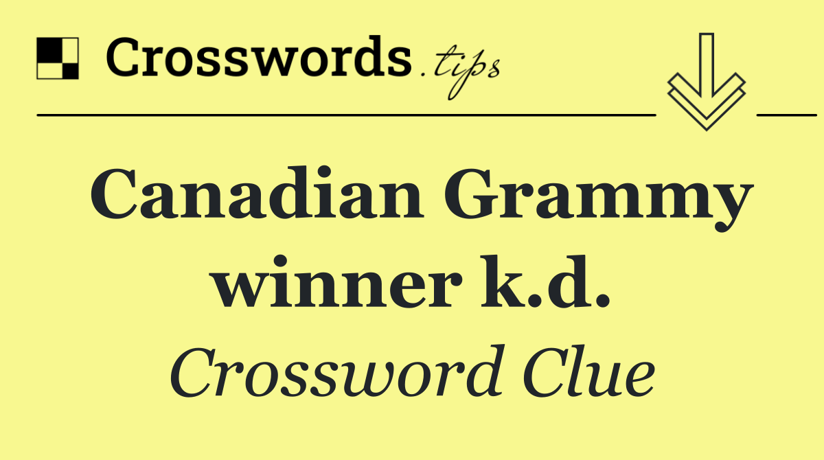 Canadian Grammy winner k.d.