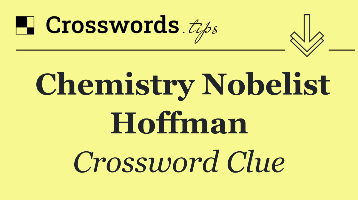 Chemistry Nobelist Hoffman