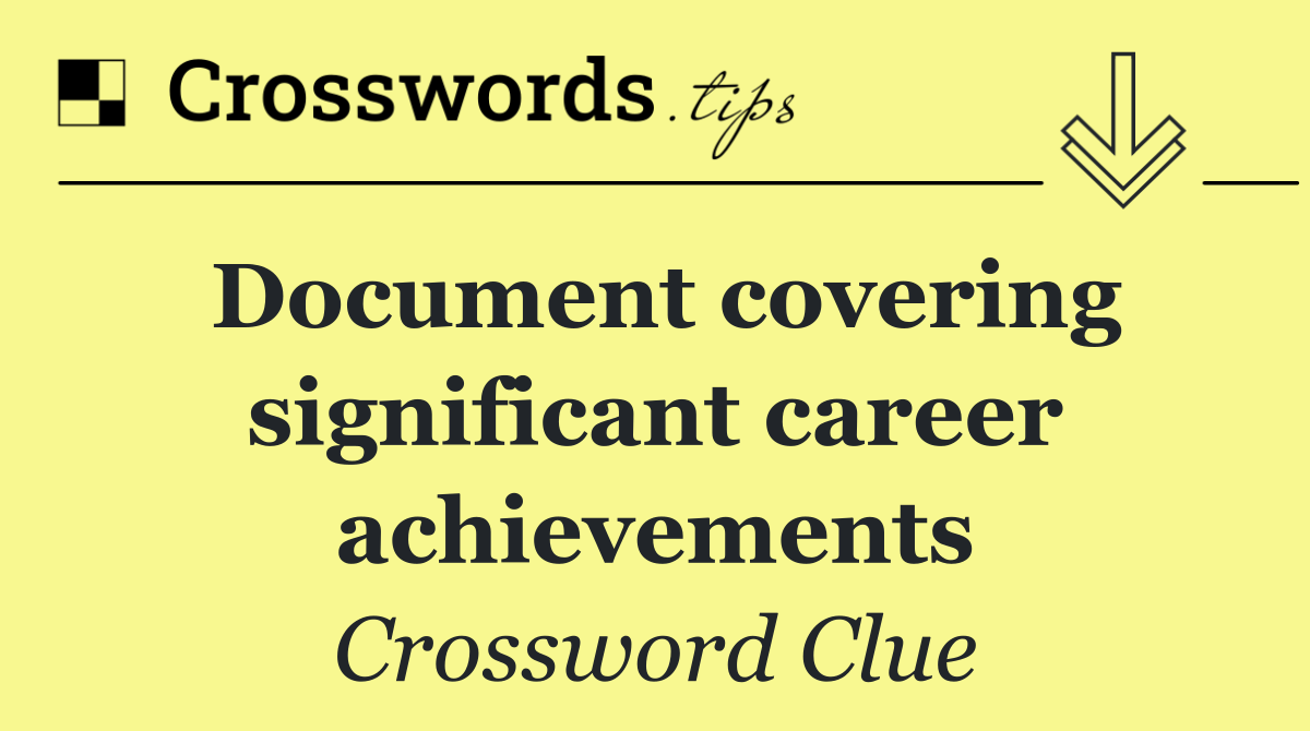 Document covering significant career achievements