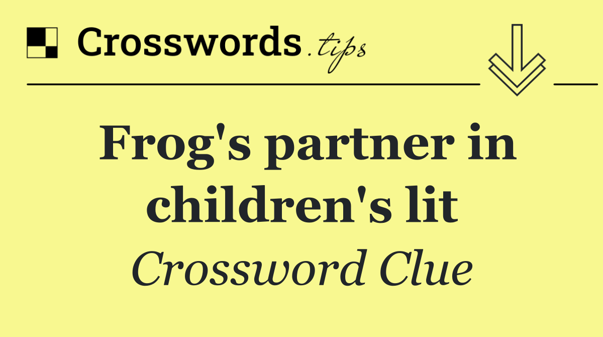 Frog's partner in children's lit