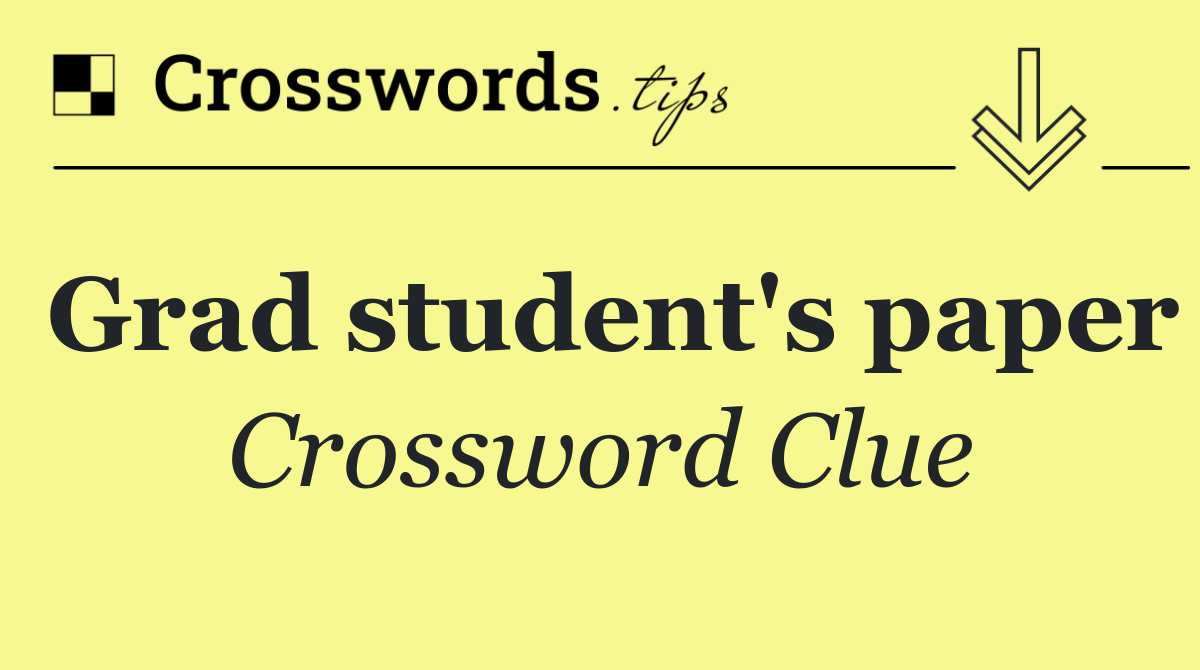 Grad student's paper