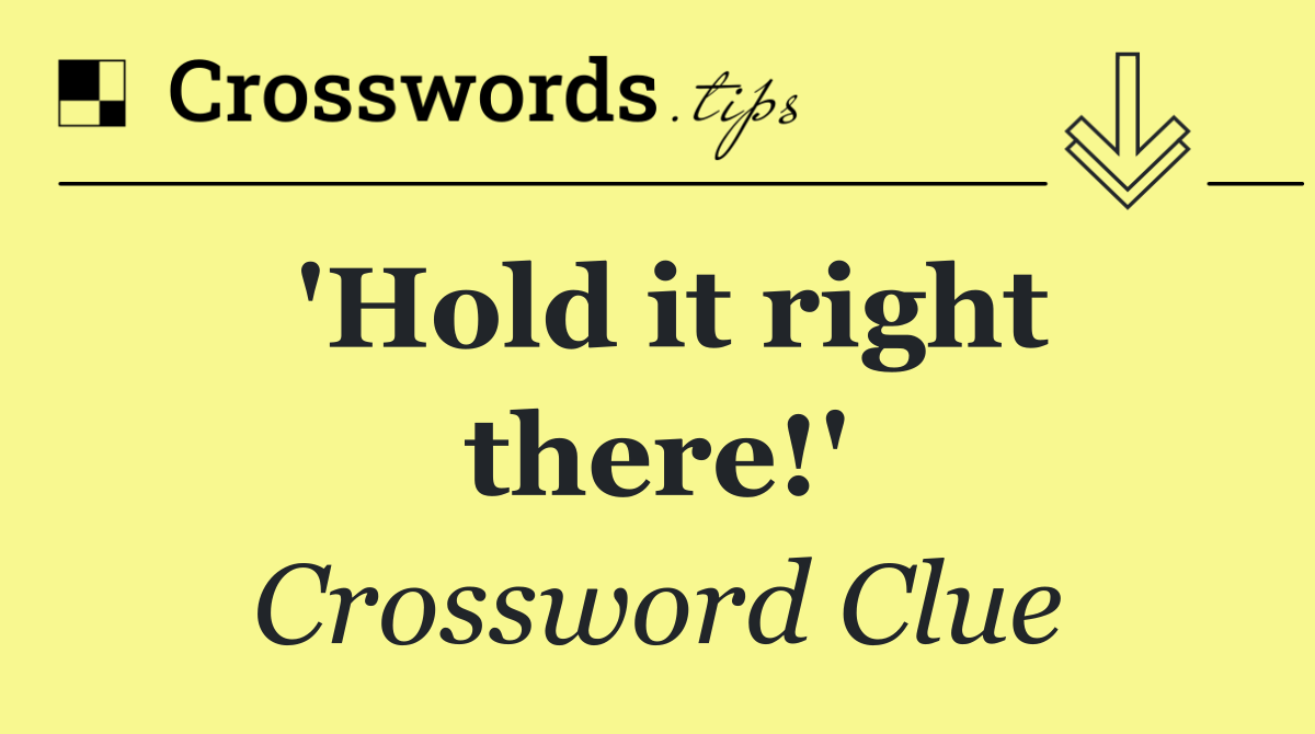 'Hold it right there!'