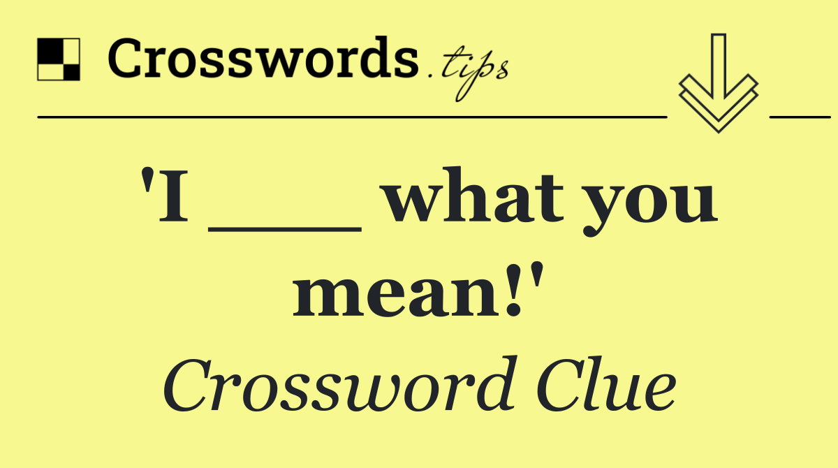 'I ___ what you mean!'