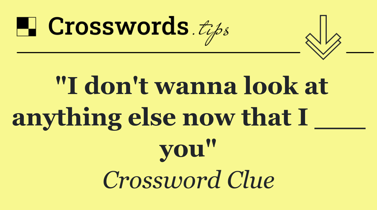 "I don't wanna look at anything else now that I ___ you"