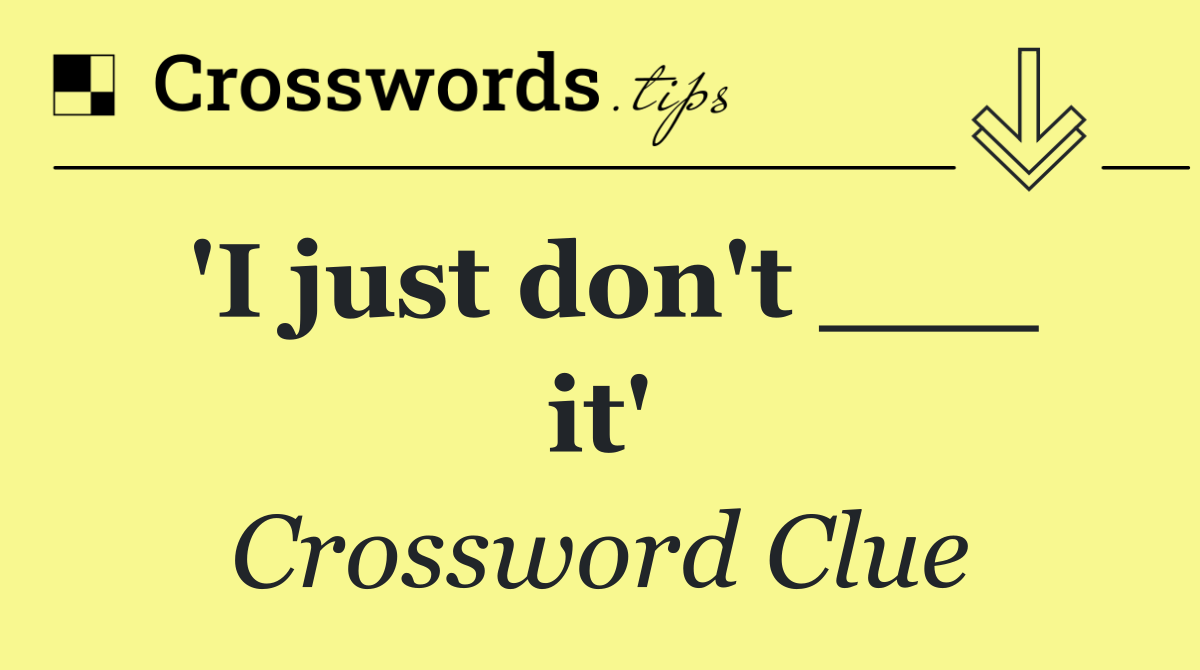 'I just don't ___ it'