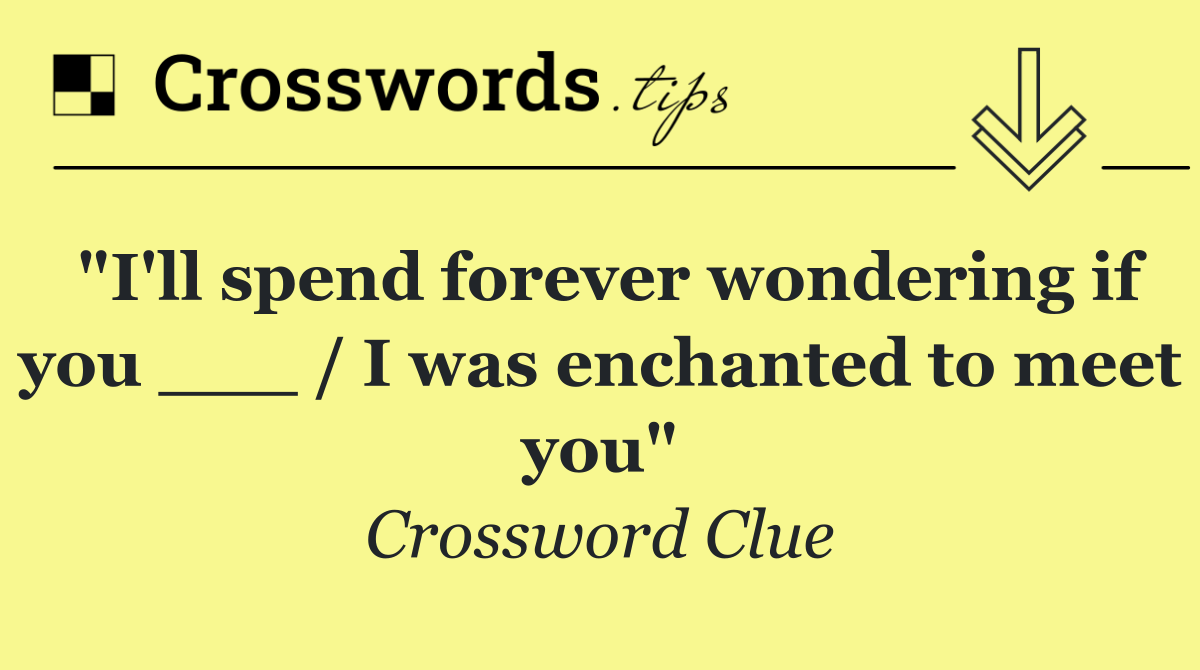 "I'll spend forever wondering if you ___ / I was enchanted to meet you"