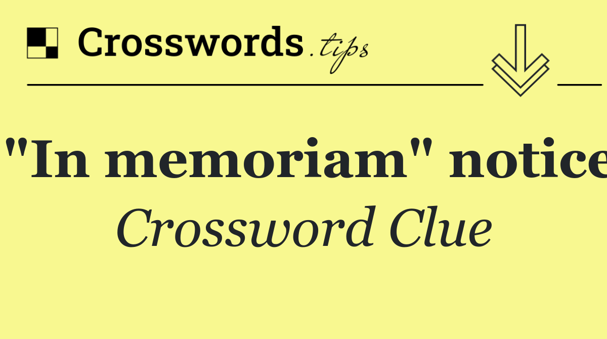 "In memoriam" notice