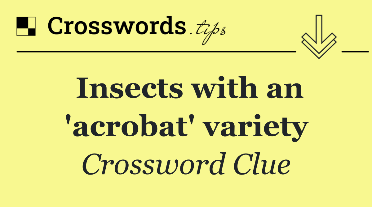 Insects with an 'acrobat' variety