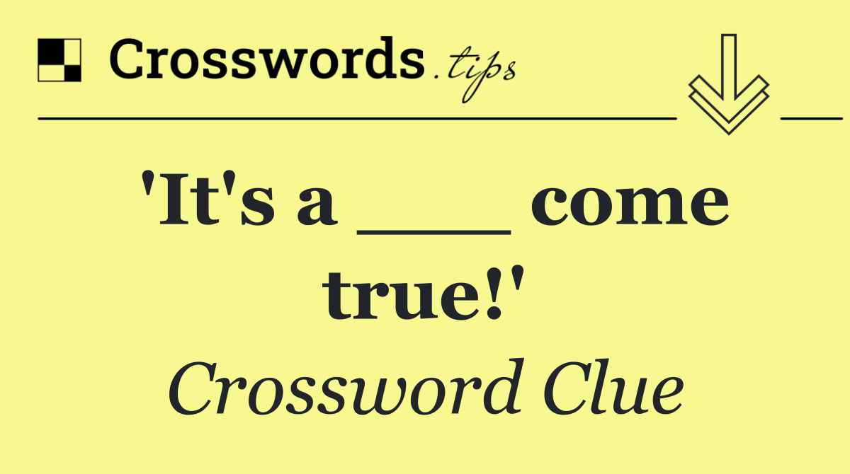'It's a ___ come true!'