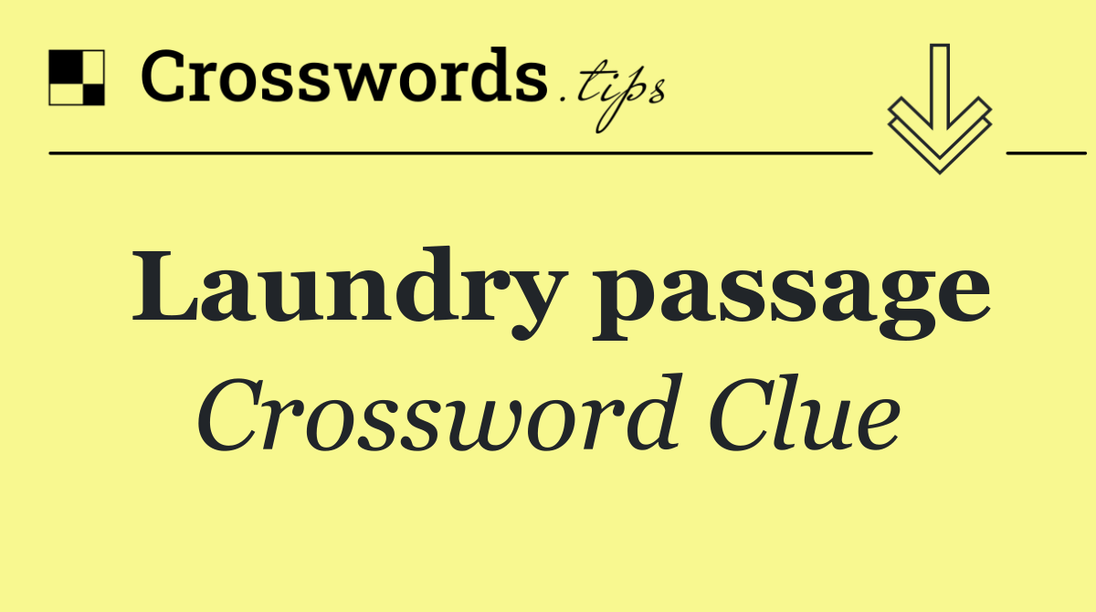 Laundry passage
