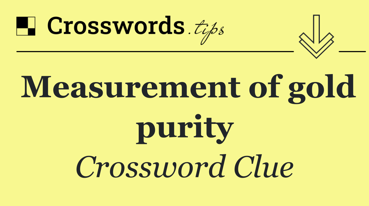 Measurement of gold purity