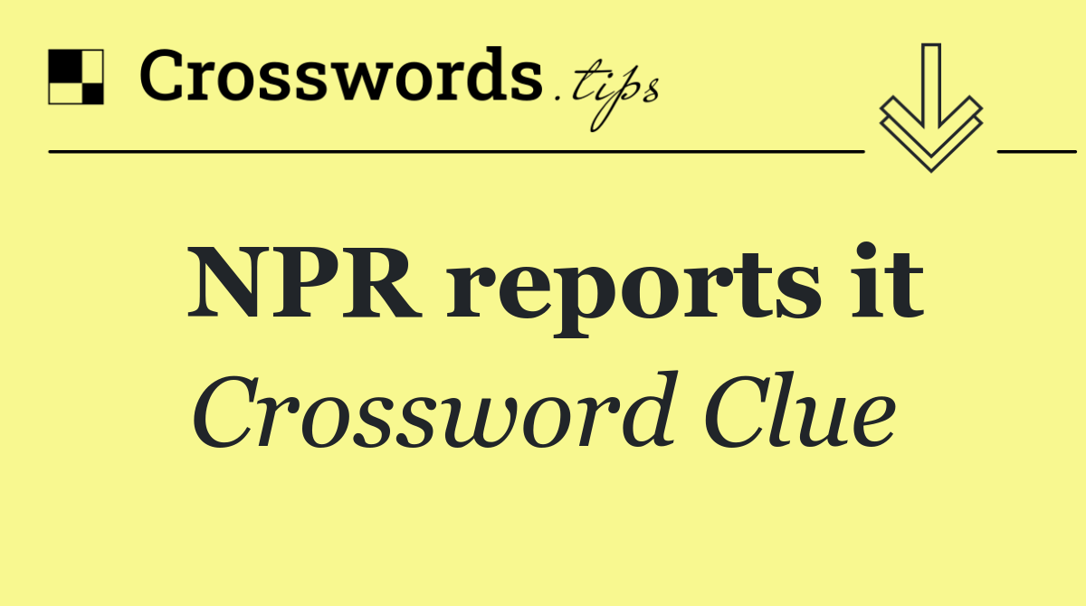 NPR reports it