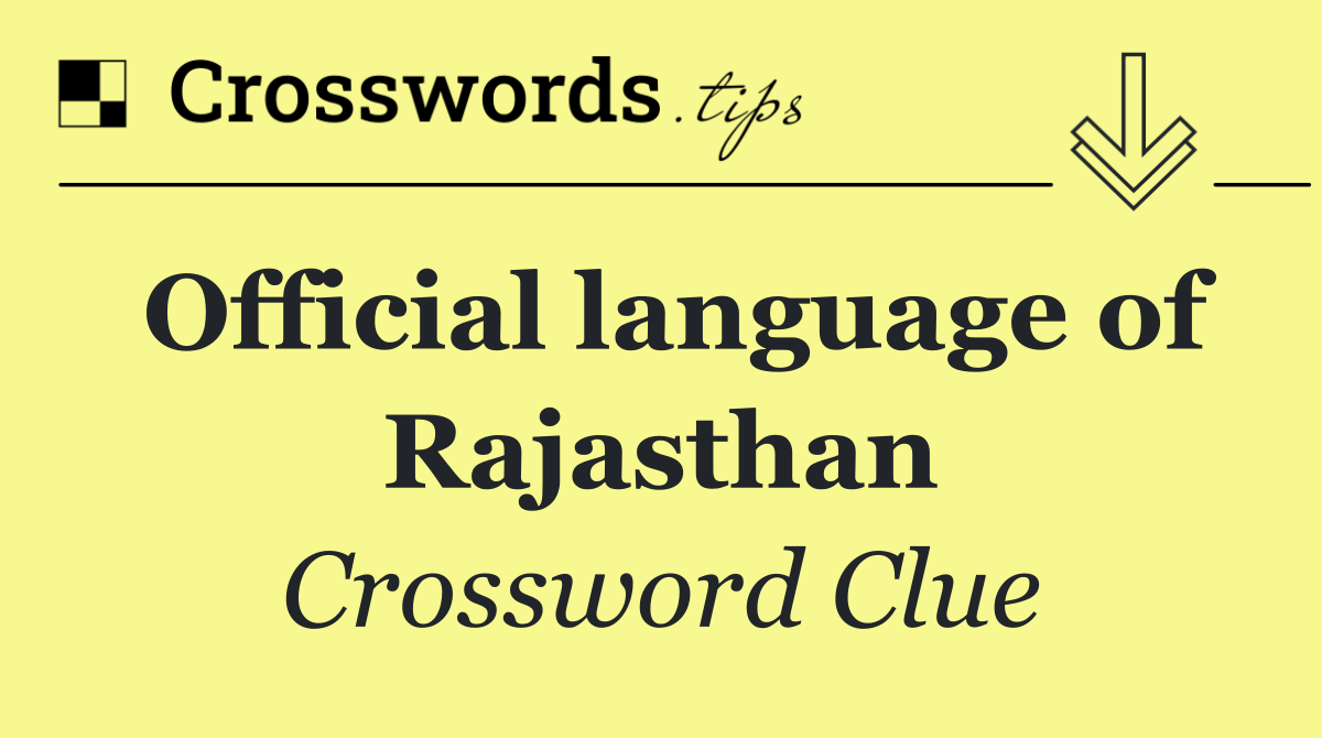 Official language of Rajasthan