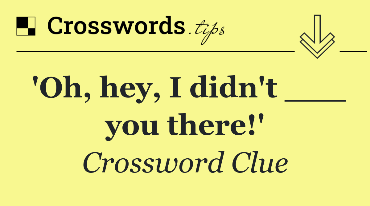 'Oh, hey, I didn't ___ you there!'