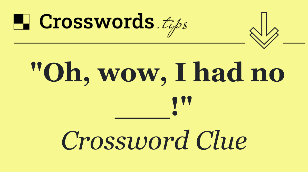 "Oh, wow, I had no ___!"