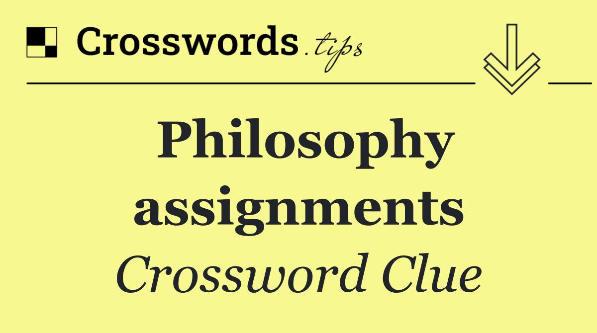 Philosophy assignments