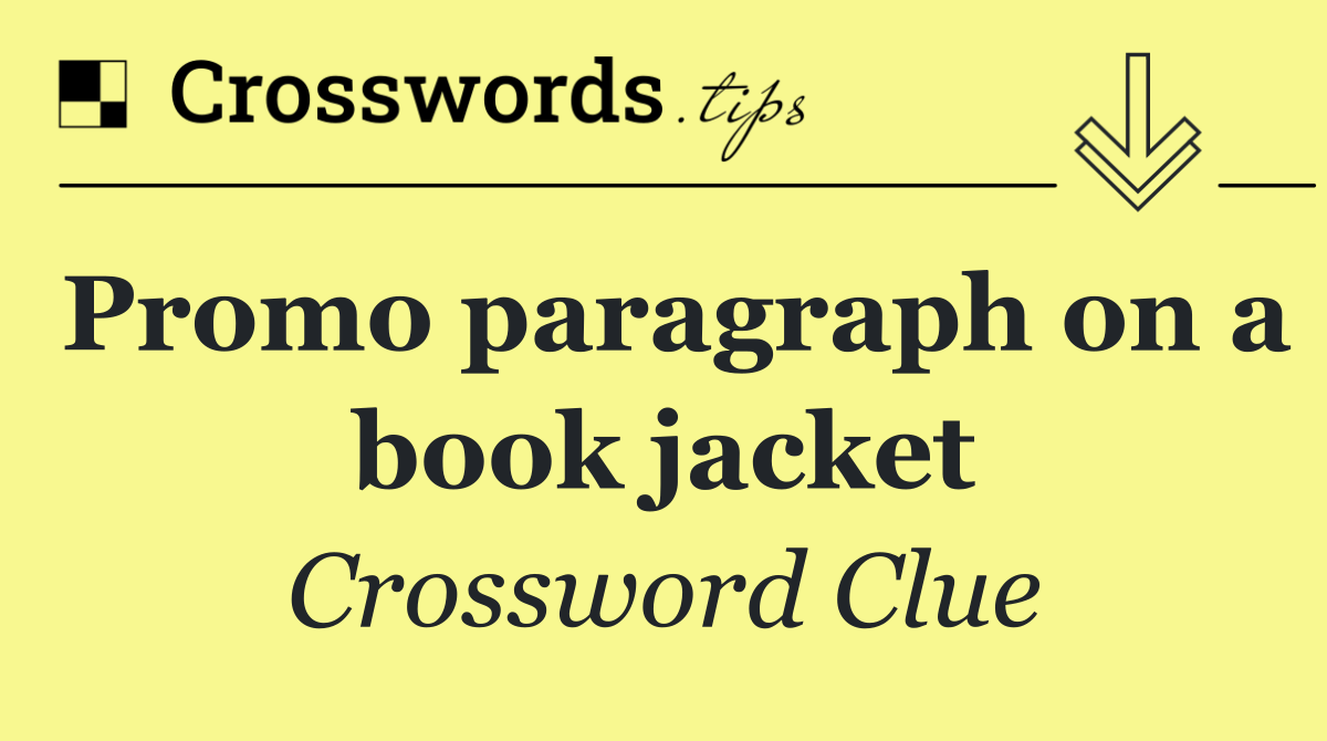 Promo paragraph on a book jacket