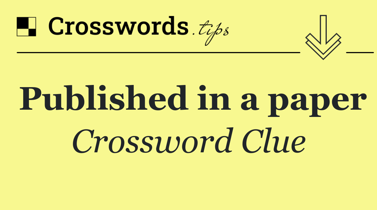 Published in a paper