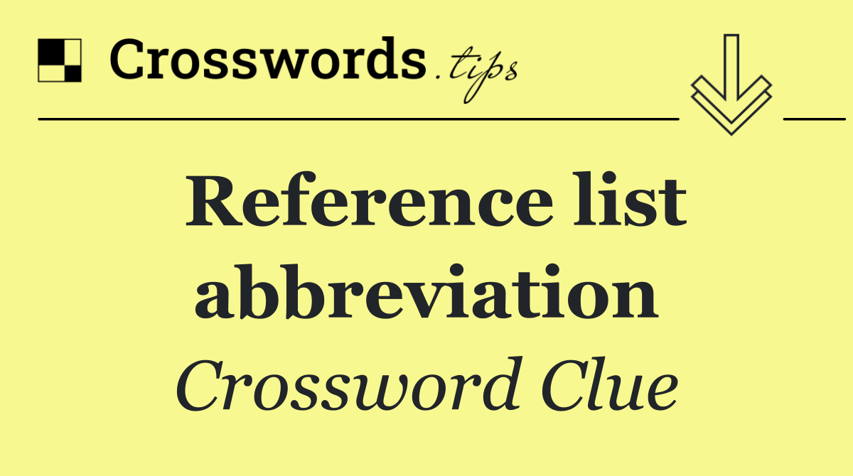 Reference list abbreviation