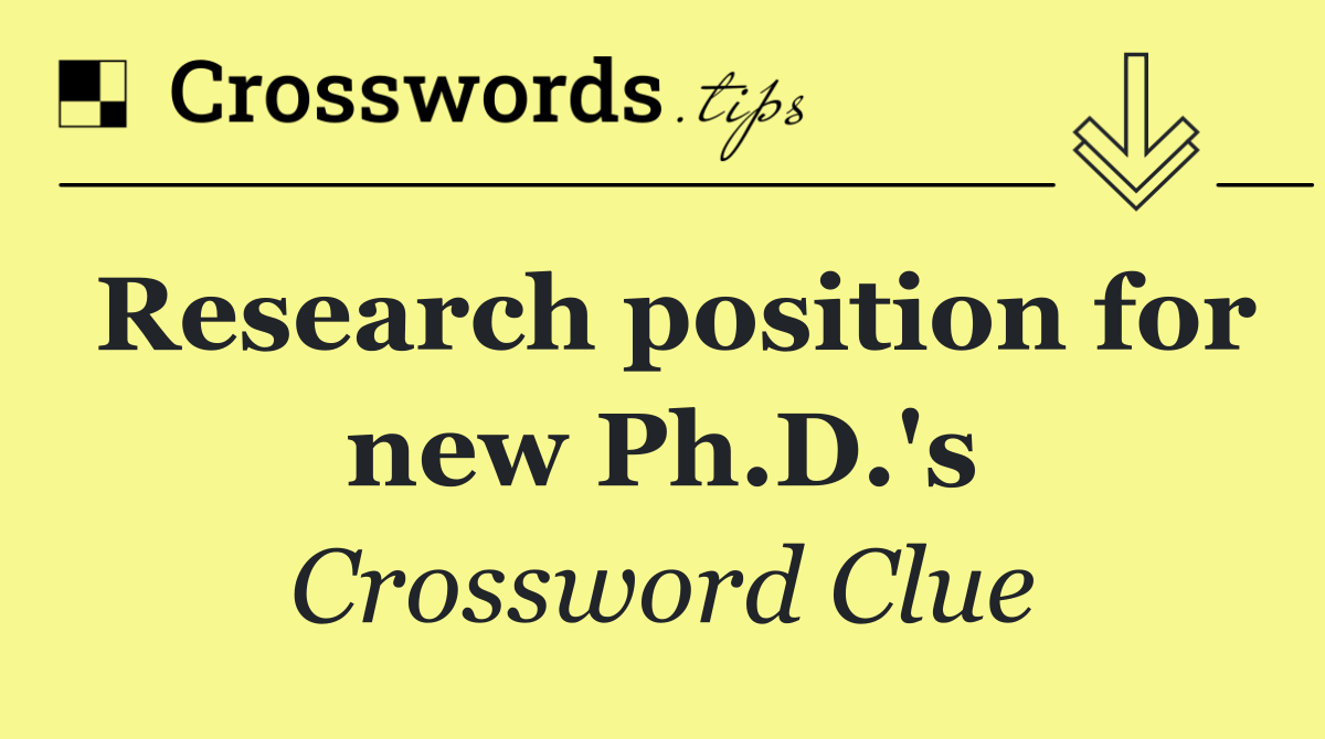 Research position for new Ph.D.'s