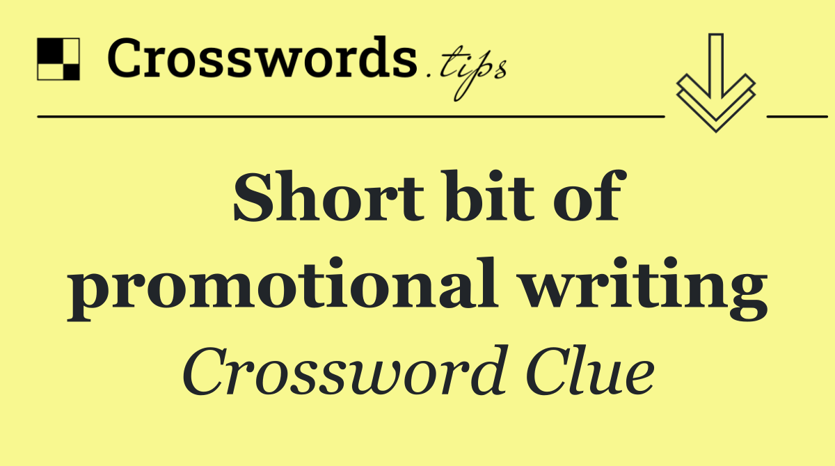Short bit of promotional writing