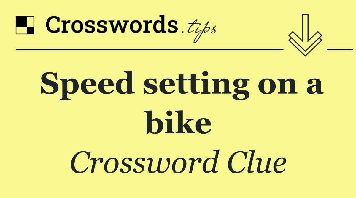 Speed setting on a bike