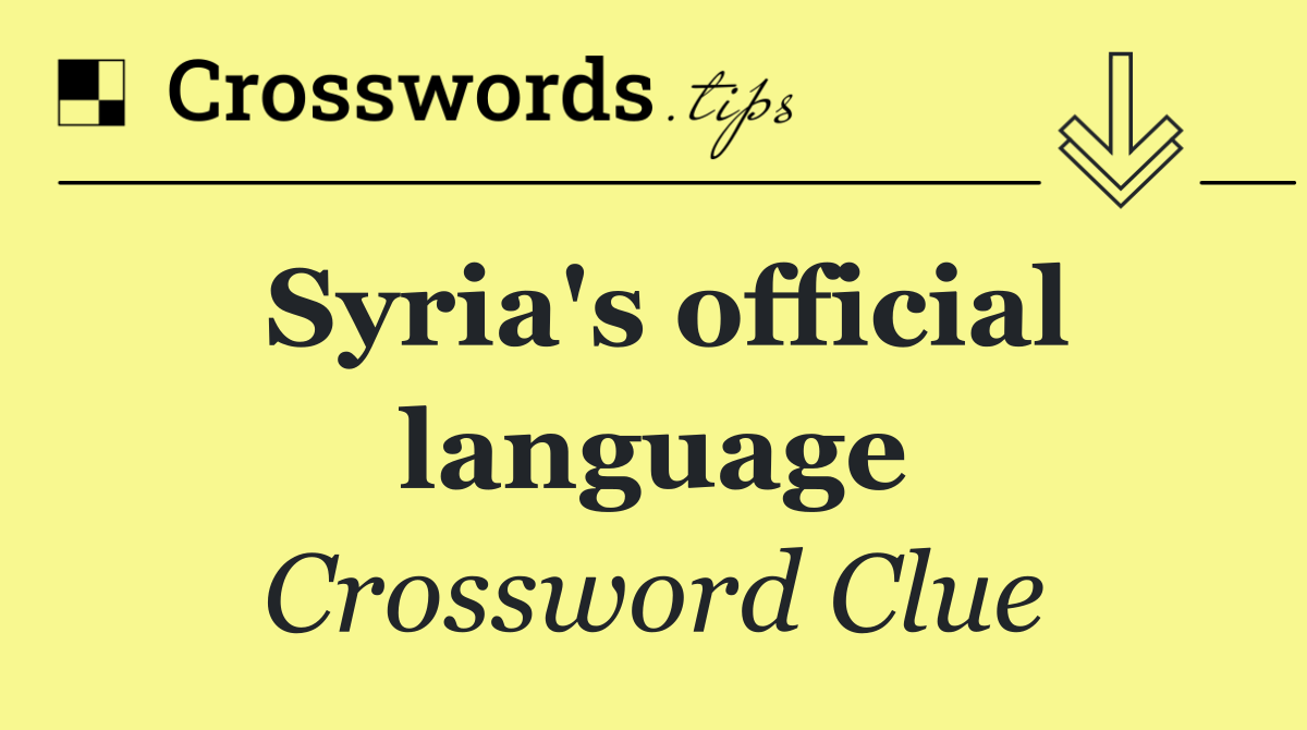 Syria's official language
