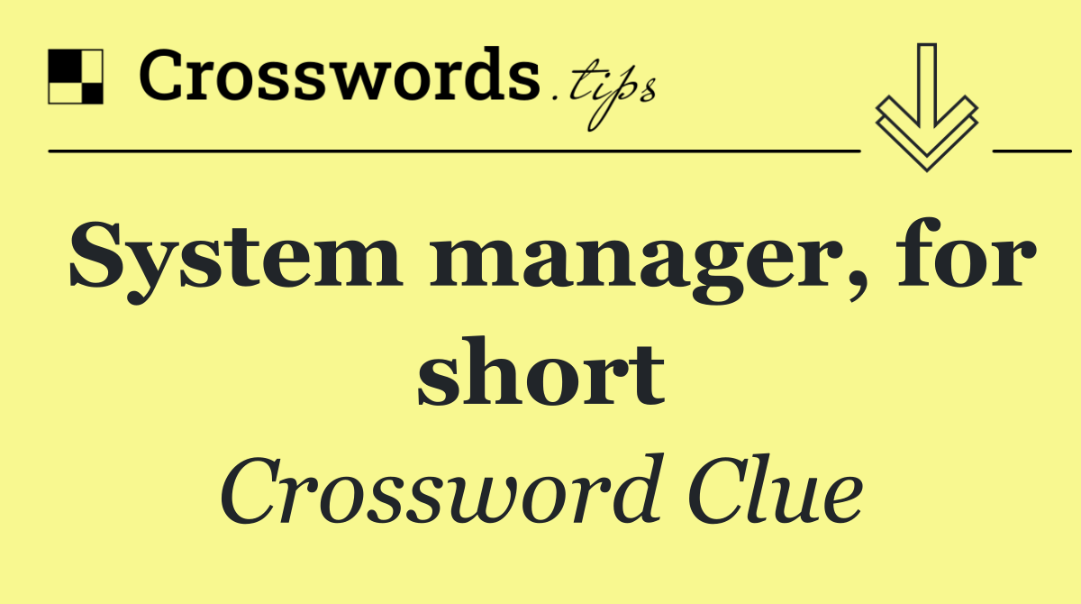 System manager, for short